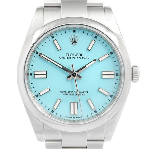 rolex oyster perpetual 39mm blue face|Rolex Oyster Perpetual tiffany blue.